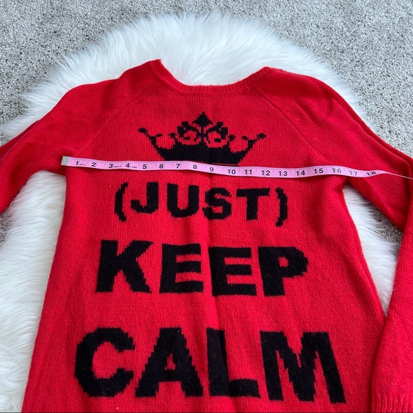 Forever 21 “Just Keep Calm” red sweater w crown size small - Picture 5 of 6